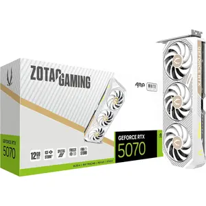 ZOTAC GAMING GeForce RTX 5070 AMP White Edition Graphics Card, 12GB GDDR7 192-bit, 28 Gbps, PCIE 5.0, IceStorm 2.0 Cooling, Spectra RGB Lighting - White