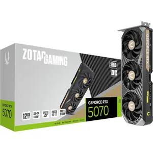 ZOTAC GAMING GeForce RTX 5070 SOLID OC Graphics Card, 12GB GDDR7, 128-bit 28 Gbps, PCI Express 5.0 x8, White LED Lighting, BladeLink Fans