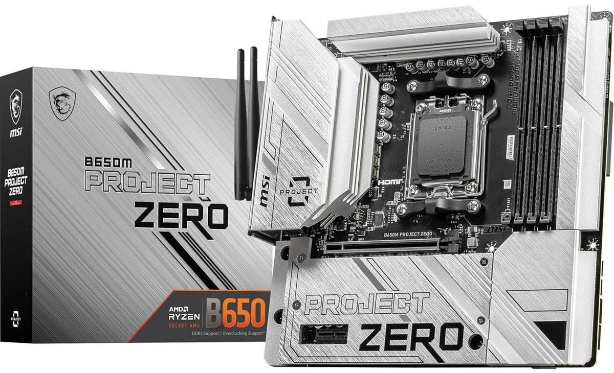 MSI B650M PROJECT ZERO AMD AM5 DDR5 MicroATX Motherboard