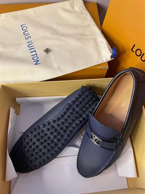 LV men Loafers Silver buckle - Blue,  Size 43/44- US 10