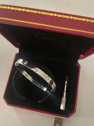 Cartier Love bangle with stones (Classic) - Silver 