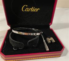 Cartier Love bangle with stones (Classic) - Silver 