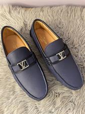 LV men Loafers Silver buckle - Blue,  Size 43/44- US 10