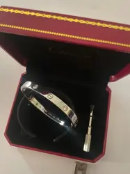 Cartier Love bangle with stones (Classic) - Silver 