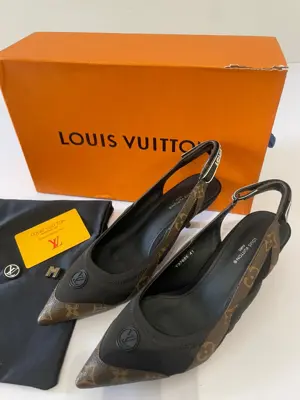 LV Slingback Kitten Heels - Size 41