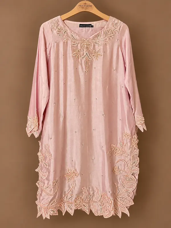 Pastel Blush Pink Formal Outfit – Shisha Silk / Shisha Net