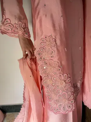 Dusty Rose Gold Shisha Silk Embroidered Formal Outfit