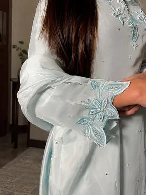 Ice Blue Formal Outfit – Shisha Silk / Shisha Net