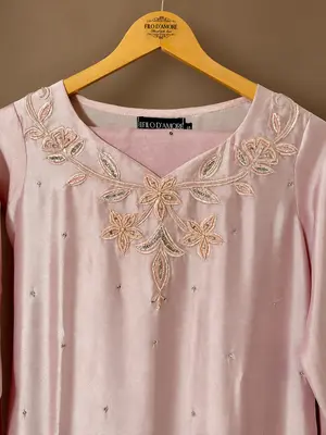 Pastel Blush Pink Formal Outfit – Shisha Silk / Shisha Net