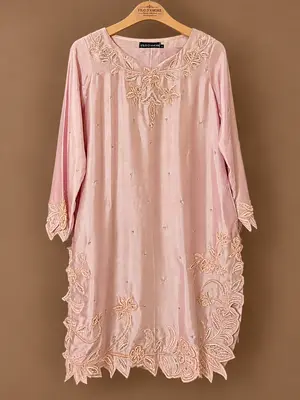 Pastel Blush Pink Formal Outfit – Shisha Silk / Shisha Net