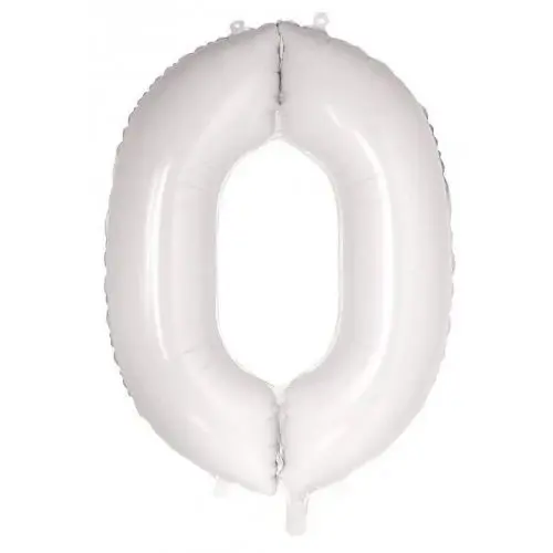 0 Number Foil Balloons In White Color - 40 Inch In Size