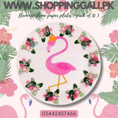 FLAMINGO PAPER PLATES ( PACK OF 10 PAPER PLATES )