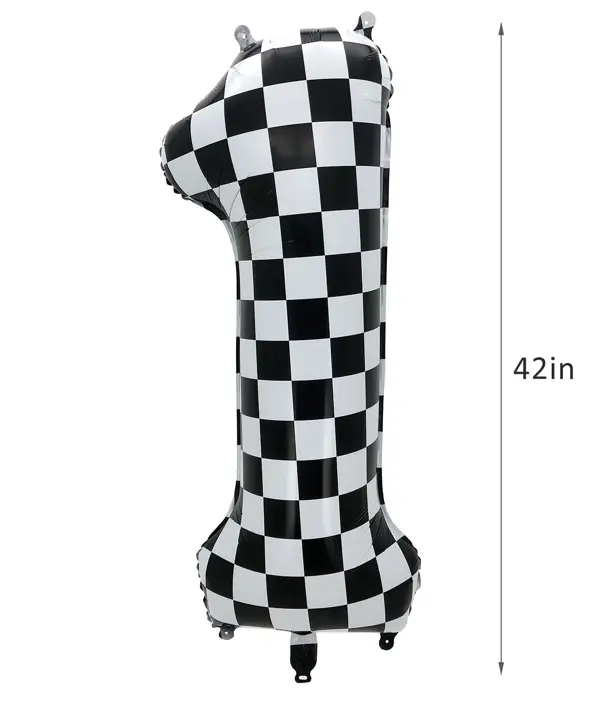 1 Number Foil Balloon - 40 Inch - Foil Balloon - Black And White Checks - Pack Of 1