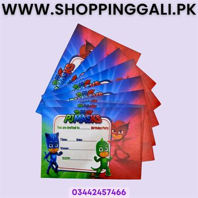 Pj Masks Invitation Cards - 4 Inch By 3 Inch - Invitation Cards - Pj Masks Theme - Multicolors - Boys - Pack Of 8