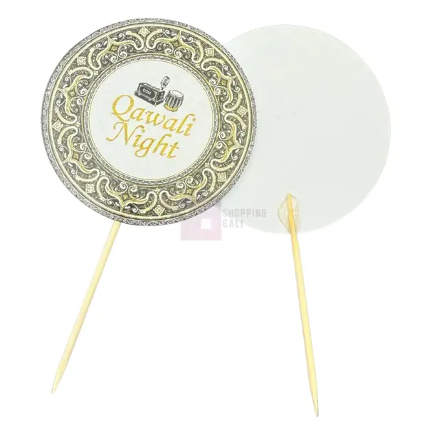 Qawali Night Cupcake Toppers - 2.5 inch - Black and Golden - Unisex - Pack Of 10