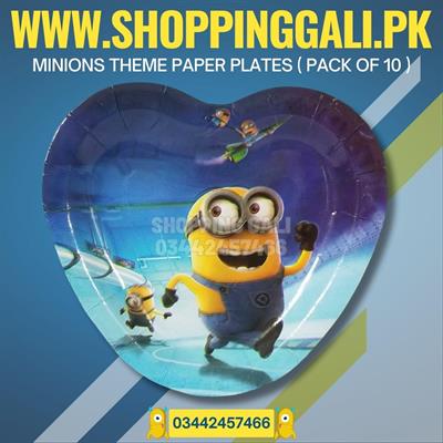 MINIONS PAPER PLATES IN HEART SHAPE ( PACK OF 10 PAPER PLATES )