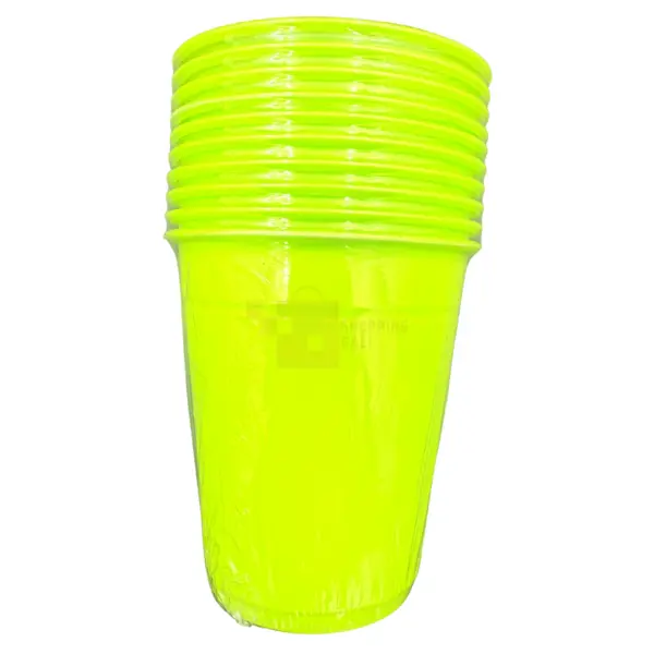 GREEN COLOR PLASTIC PARTY CUPS 250 ML CUPS ( PACK OF 10 CUPS )