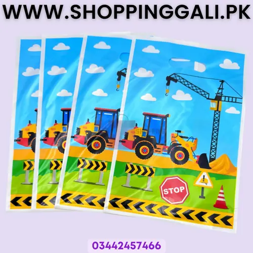 Construction Goody Bags - 10 Inch Height X 6.5 Inch Width - Multicolors - Boys - Pack Of 10 
