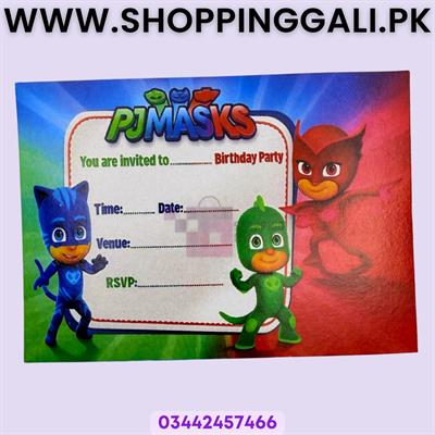 Pj Masks Invitation Cards - 4 Inch By 3 Inch - Invitation Cards - Pj Masks Theme - Multicolors - Boys - Pack Of 8