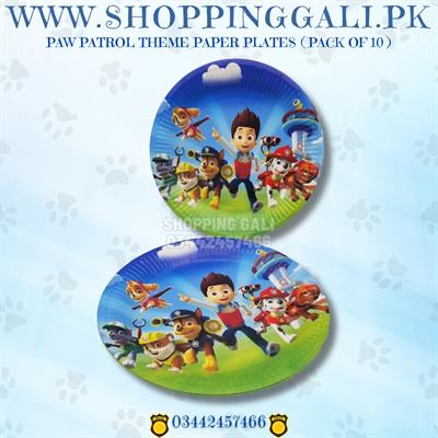 PAW PATROL THEME PAPER PLATES - PACK OF 10 PAPER PLATES - PAW PATROL PAPER PLATES