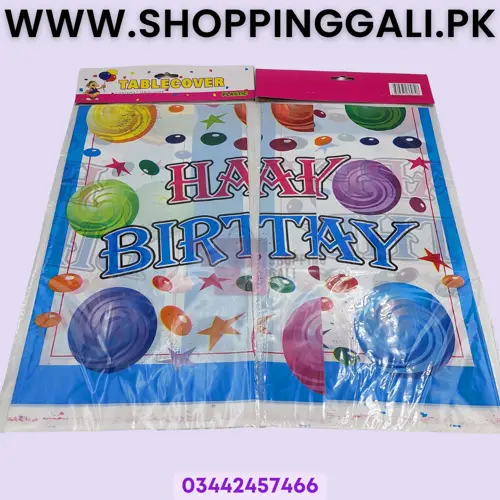 HAPPY BIRTHDAY MULTI COLOR TABLE COVER ( 108 CM X 180 CM )