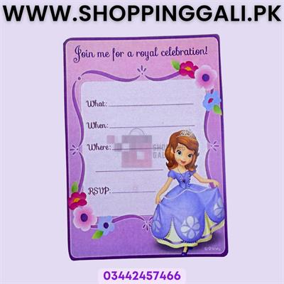 Princess Sofia Invitation Cards - 4 Inch By 3 Inch - Invitation Cards - Princess Sofia Theme - Pink - Girls - Pack Of 8