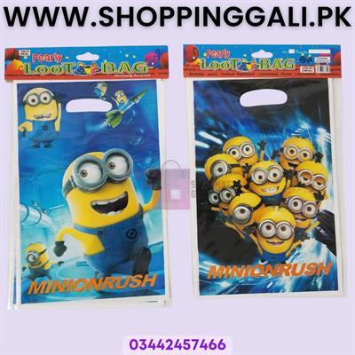 Minions Goody Bags - 8 x 6 Inch - Gift Bags - Minions Theme - Blue - Unisex - Pack Of 10