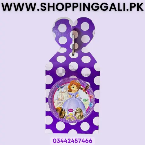 Princess Sofia Goody Box - 7 x 4 Inch - Gift Box - Princess Sofia Theme - Pink - Girls - Pack Of 10