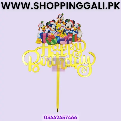Mickey Mouse Family Cake Topper - 6 Inch Size - Cake Topper For Cake Decoration - Golden Color