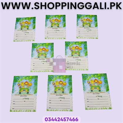 Jungle Invitation Cards - 4 Inch By 3 Inch - Invitation Cards - Jungle Theme - Green - Unisex - Pack Of 8