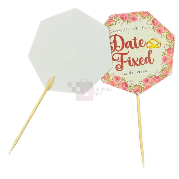 Date Fixed Cupcake Toppers - 2.5 inch - Pink - Unisex - Pack Of 10
