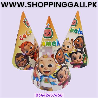 Cocomelon Birthday Caps - Standard - Party Caps - Multicolor - Unisex - Cocomelon Theme - Pack Of 10