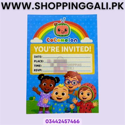 Cocomelon Invitation Cards - 4 Inch By 3 Inch - Invitation Cards - Cocomelon Theme - Multicolor - Unisex - Pack Of 8