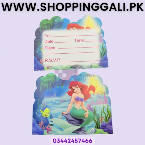 Mermaid - Invitation Cards - Multicolors - Girls - Pack Of 10