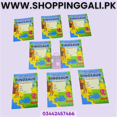 Dinosaur Invitation Cards - 4 Inch By 3 Inch - Invitation Cards - Dinosaur Theme - Multicolor - Unisex - Pack Of 8