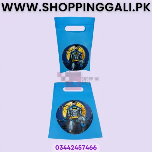 Batman Goody Bags - 8 x 6 Inch - Gift Bags - Batman Theme - Blue - Boys - Pack Of 10