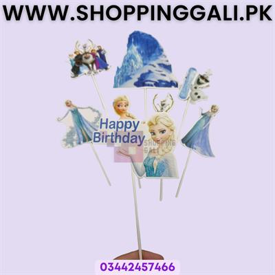 Frozen Theme Cake Toppers - Cake Toppers - Blue Colors - Girls Theme - Pack Of 8 Cake Toppers