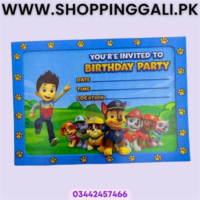 Paw Patrol Invitation Cards - 4 Inch By 3 Inch - Invitation Cards - Paw Patrol Theme - Blue - Boys - Pack Of 8