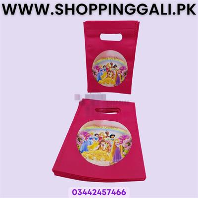 Princess Goody Bags - 8 x 6 Inch - Gift Bags - Princess Theme - Hotpink - Girls - Pack Of 10