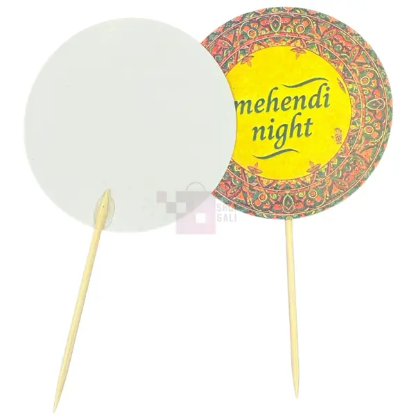 Mehndi Night Cupcake Toppers - 2.5 inch - Yellow - Unisex - Pack Of 10 