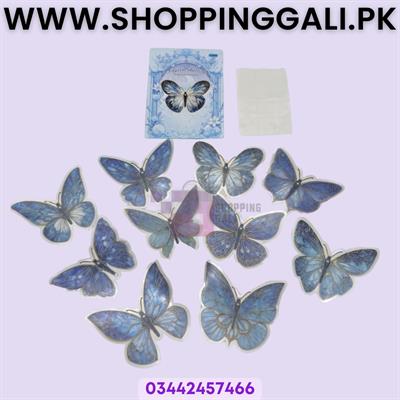 Elegant 3D Ice Crystal Butterfly 90 x 80 mm - Wall Decals - Blue - Pack Of 10