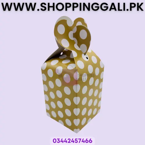 Polka Dot Goody Box - 7 Inch X 4 Inch - Gift Box - Golden - Pack Of 10