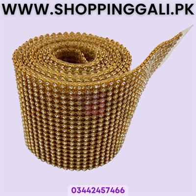 Dazzling Golden Rhinestone Lace Trim - 48 Inch Length - 2.6 Inch Width
