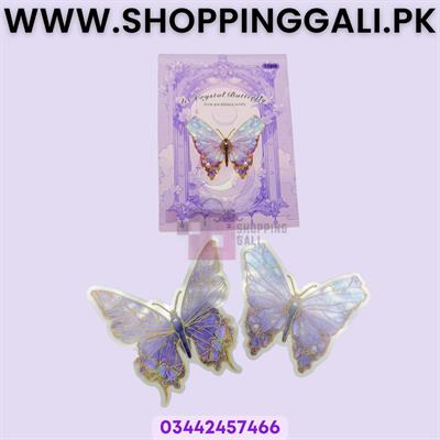 Elegant 3D Ice Crystal Butterfly 90 x 80 mm - Wall Decals - Purple - Pack Of 10
