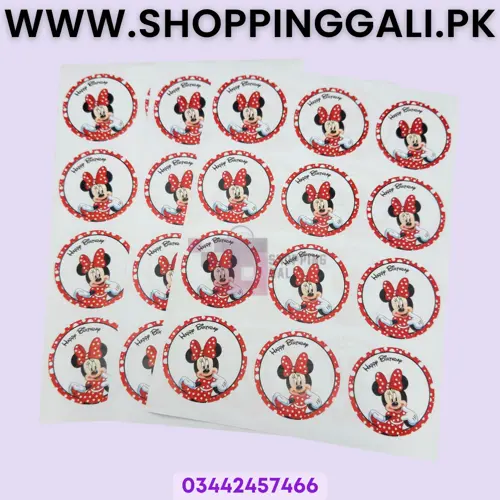 Minnie Mouse Cutouts - A4 Sheet 2.5 Inch Round Shape - Red - Girls - Pack Of 5 Sheets