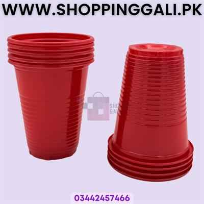 Red Plastic Cups - Red - Unisex - Pack Of 9