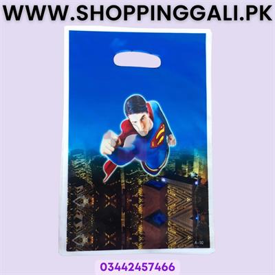 Superman Goody Bags - 10 x 6 Inch - Gift Bags - Superman Theme - Blue - Boys - Pack Of 10