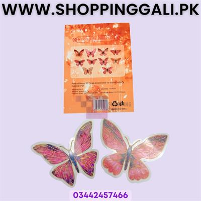 Elegant 3D Ice Crystal Butterfly 90 x 80 mm - Wall Decals - Orange - Pack Of 10
