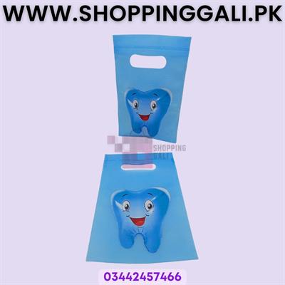 First Teeth Goody Bags - 8 x 6 Inch - Gift Bags - First Teeth Theme - Blue - Unisex - Pack Of 10