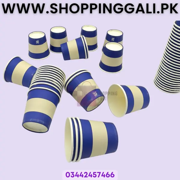 Hot And Cold Short Cups - 1.8 Inch Cups - Beige And Blue - Pack Of 50
